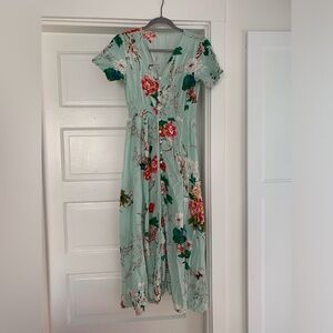 Floral print maxi dress with tassel